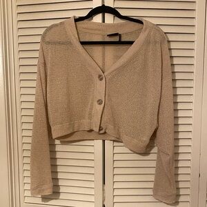 Urban Outfitters Cropped Women's Cream Button-Up Sweater